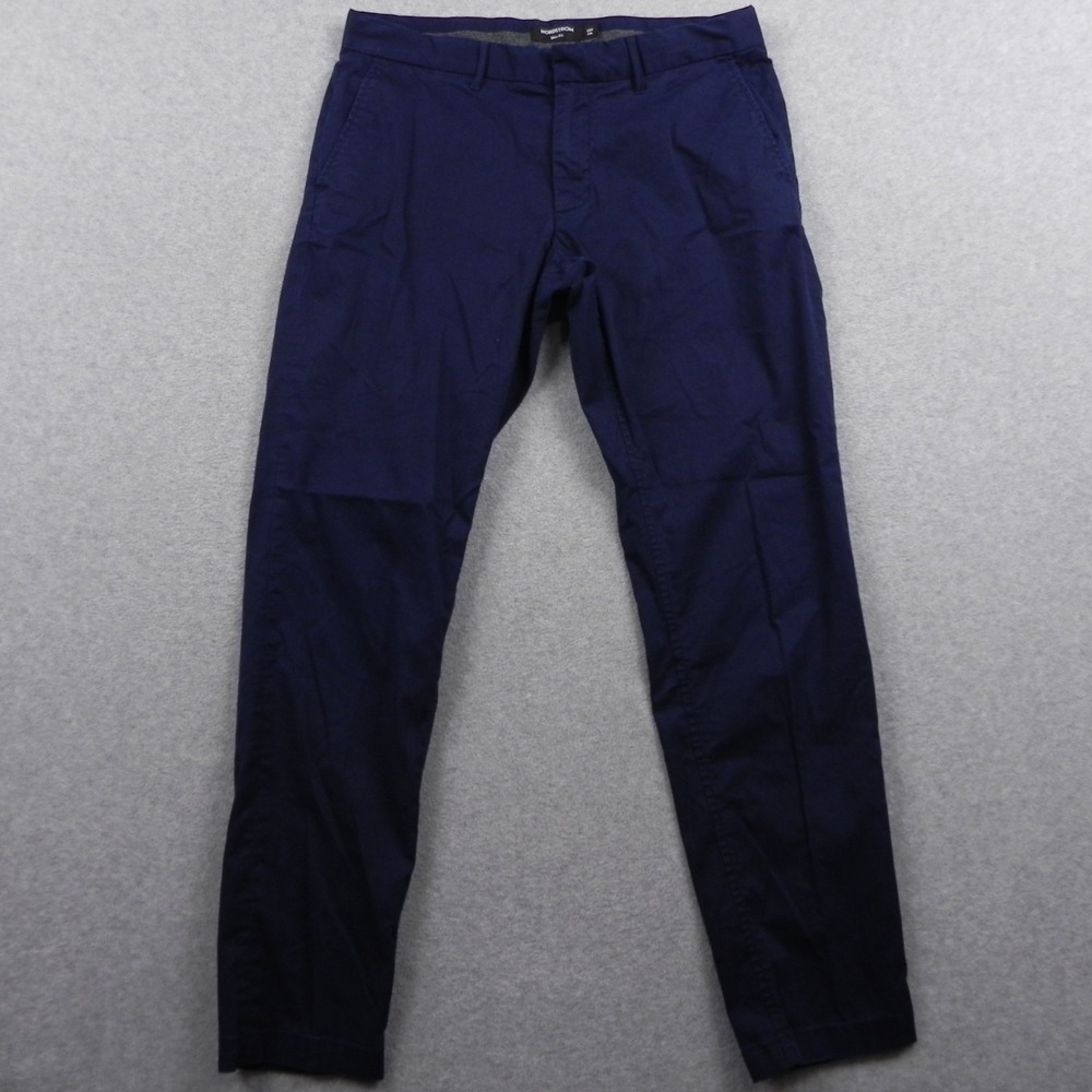 Nordstrom Pants‎ Mens 34x32 Slim Fit Chino Casual Stretch Flex Flat Front Blue